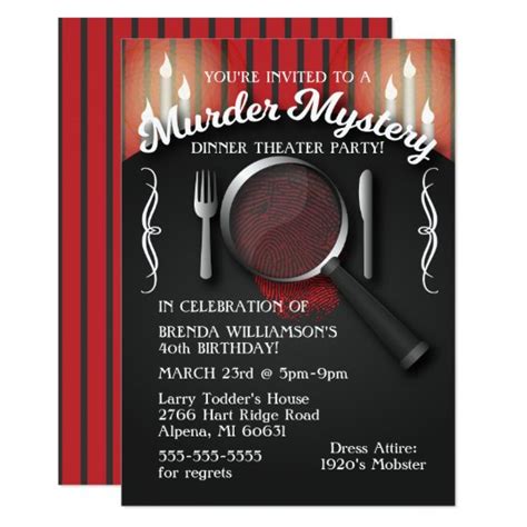 Murder Mystery Dinner Theater Party Invitation | Zazzle.com