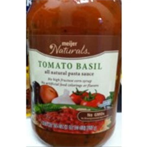 Meijer Naturals Tomato Basil Pasta Sauce: Calories, Nutrition Analysis & More | Fooducate