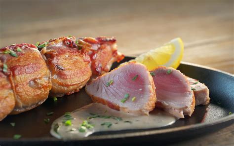 Bacon-Wrapped Albacore Tuna Loin Recipe - Barbecuebible.com