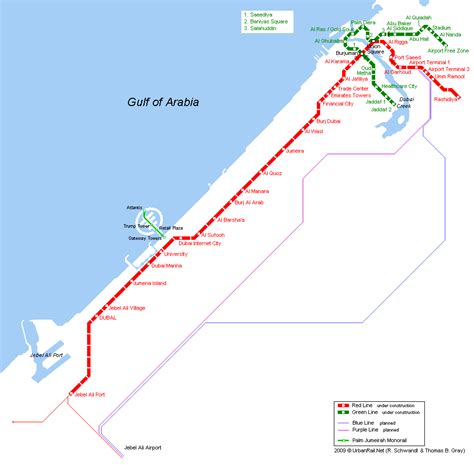 Detail Dubai Metro Red Line Stations and Route Map | UAE Dubai Metro ...