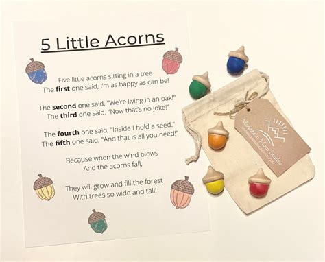 Poetry Set - 5 Little Acorns - Dry Erase-Friendly Poem with Five Hand ...