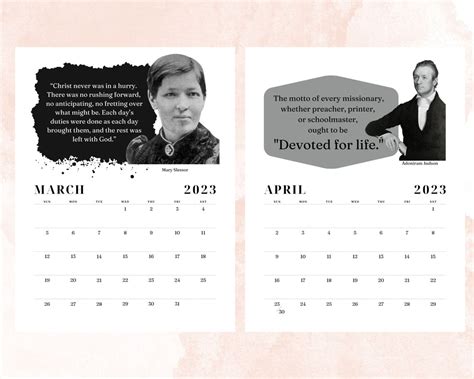 2023 Missionary Quote Calendar Printable Calendar Vertical - Etsy