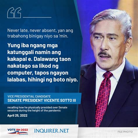 Inquirer on Twitter: "Vice presidential candidate Senate President Vicente Sotto III took a ...