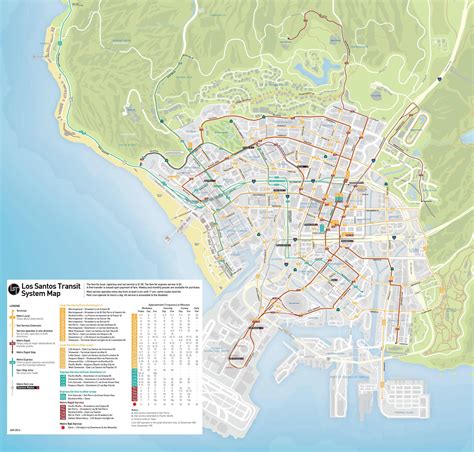 Very detailed Los Santos public transportation map : r/GTAV