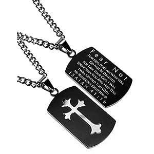 Christian Dog Tag, Fear Not, Bible Verse, Stainless Steel Curb Chain ...