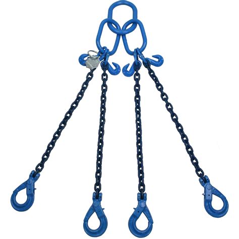 8.4 tonne Grade 100 4 Leg Chain sling c/w Safety Hooks , chain brothers ...