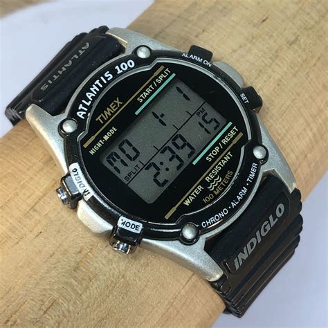 Mavin | Vintage Timex Atlantis 100 Indiglo Alarm Chrono Mens Digital ...