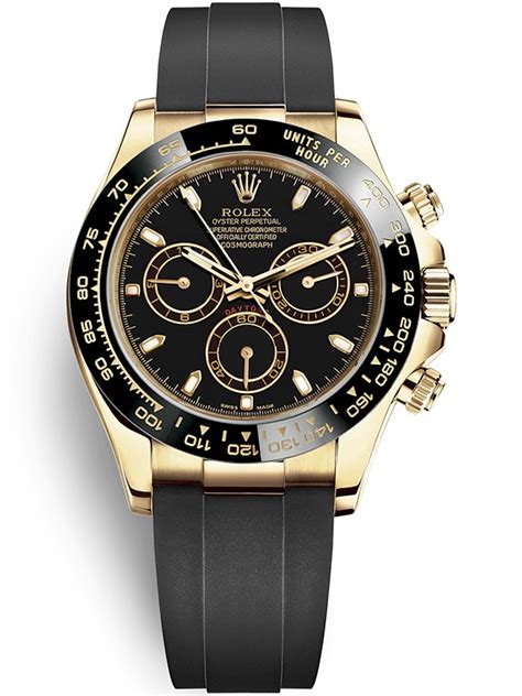 116518LN Rolex Daytona Yellow Gold Black Dial Rubber Watch