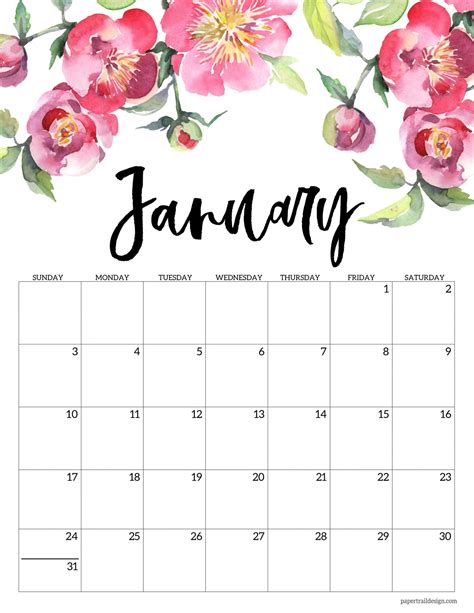 Girly Calender 2021 | Month Calendar Printable