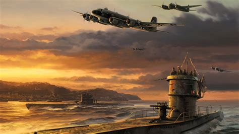 HD wallpaper junker ju 88 germans bomber german u-boat airplanes art war ww2 painting drawing