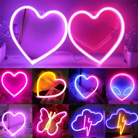 USB&BATTERY LED HEART Shape Neon Sign Lights Valentines Day Wedding Wall Hanging £9.35 - PicClick UK