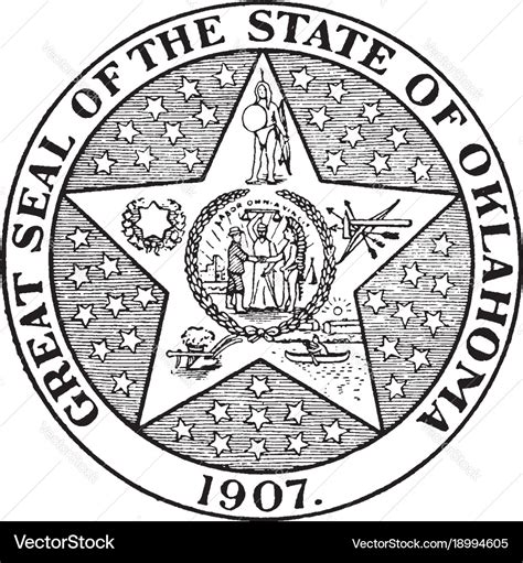 Great seal of the state of oklahoma 1907 Vector Image