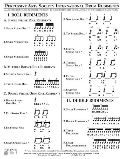 PAS International Drum Rudiments - Percussive Arts Society