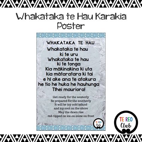 Whakataka te Hau Karakia Poster - Te Reo Club