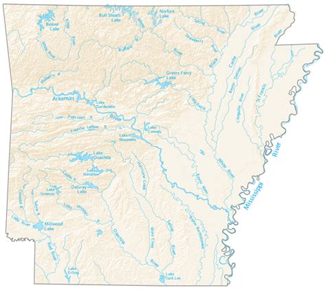 Arkansas Lakes and Rivers Map - GIS Geography