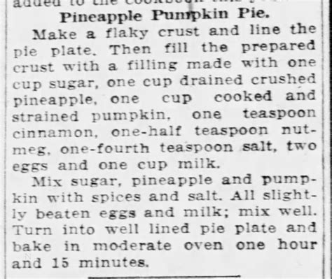 1930 pineapple pumpkin pie recipe - Newspapers.com™