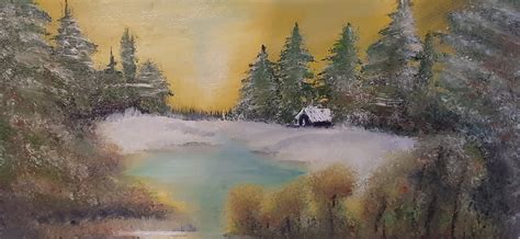 Handmade oil painting winter scene | Etsy