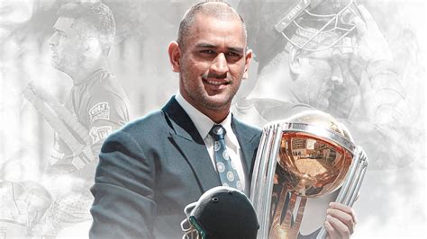 MS Dhoni With Cup Smiley Face Helmet Coat Suit Back Image HD Dhoni ...