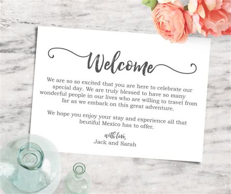 Printable Editable 5x7 Welcome Note Destination Wedding - Etsy