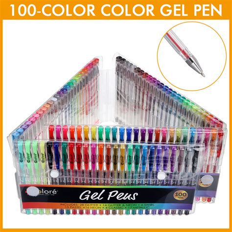 100 Pcs Gel Pen Set Colored Gel Pens WaterColoring Pen Gifts for Kids ...