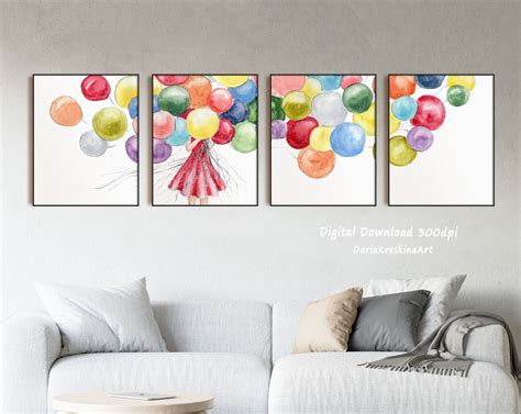 Set of 4 Prints Colorful Wall Art DIGITAL DOWNLOAD Printable | Etsy