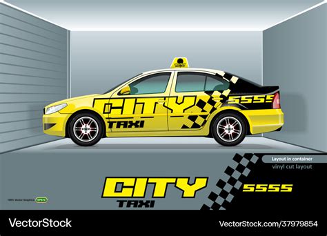 Layout taxi car sedan with a design on sides Vector Image