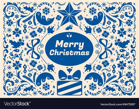 Merry christmas blue greeting card Royalty Free Vector Image