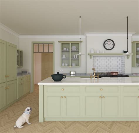 Pistachio Green Farmhouse Kitchen Design - Foyr