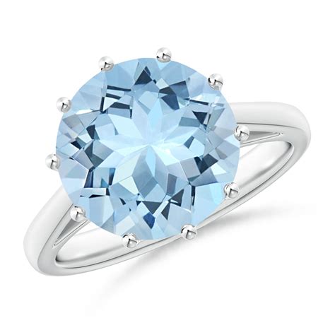 Vintage Style Round Aquamarine Solitaire Ring