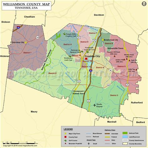 Williamson County TN Map | Map of Williamson County Tennessee