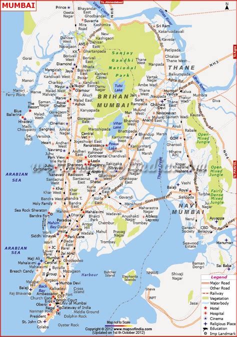 General Map, Mumbai India, United Nations #7 Urban Agglomeration on the ...