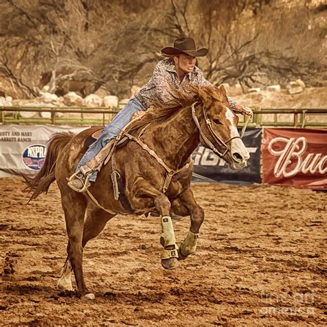 Wickenburg Senior Pro Rodeo Barrel Racing Photograph by Priscilla Burgers