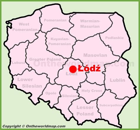 Lodz location on the Poland map - Ontheworldmap.com