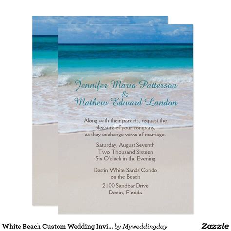 White Beach Custom Wedding Invitation | Zazzle.com in 2020 (With images ...