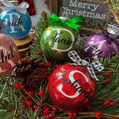 Glitter Personalized Ornaments - Etsy