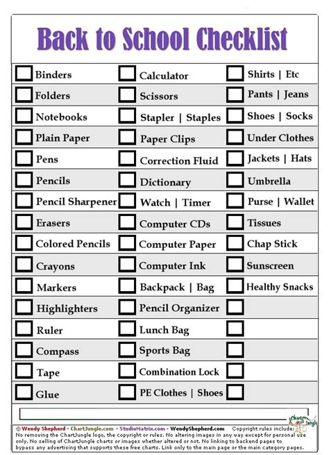 Back to School Checklist | School checklist, Back to school checklist ...