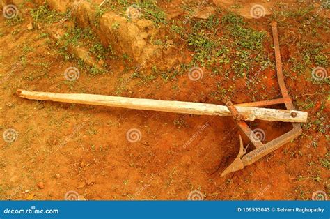 An Aged Agricultural Plow Made from Metal and Wood. Stock Image - Image of history, culture ...