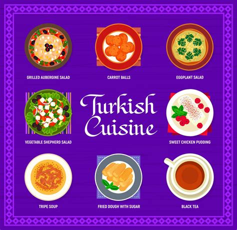 Turkish cuisine menu Turkey restaurant food dishes 23530706 Vector Art ...