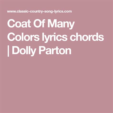 Coat Of Many Colors lyrics chords | Dolly Parton | Lyrics and chords ...