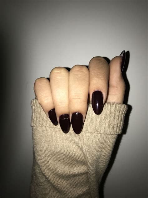 Long nails dark maroon brown with stripes almond | Maroon nails, Nails ...