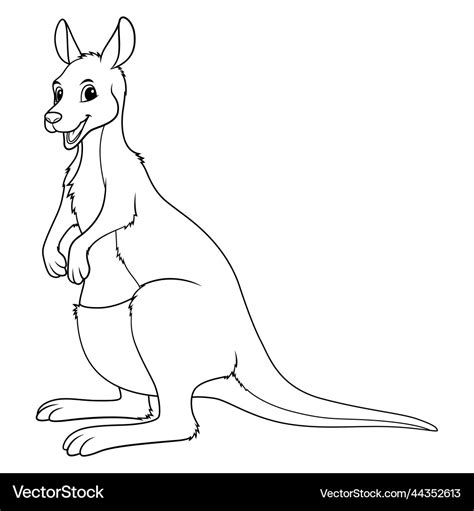 Kangaroo cartoon animal bw Royalty Free Vector Image