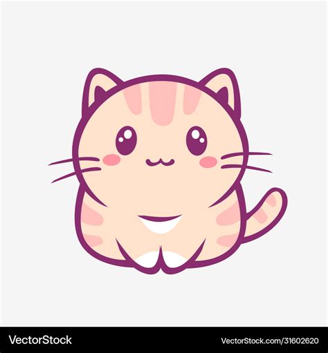 Kawaii cartoon cat funny smiling little kitty Vector Image