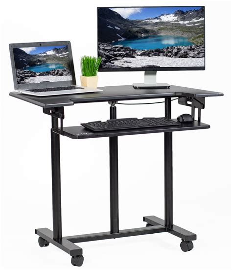 VIVO Mobile Height Adjustable Stand Up Desk Cart with Sliding Keyboard ...