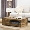Homcom Vintage Rustic Coffee Table With Storage For Living Room, Brown ...