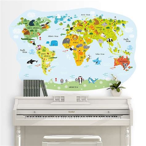 World map wall art stickers - Muraldecal.com