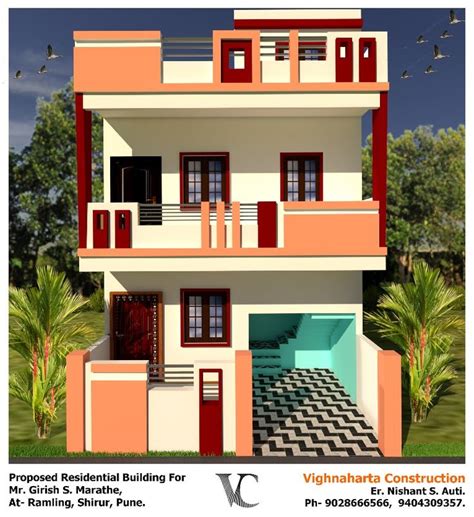 19'8" x 47'0" | House balcony design, Small house front design, Small house elevation design