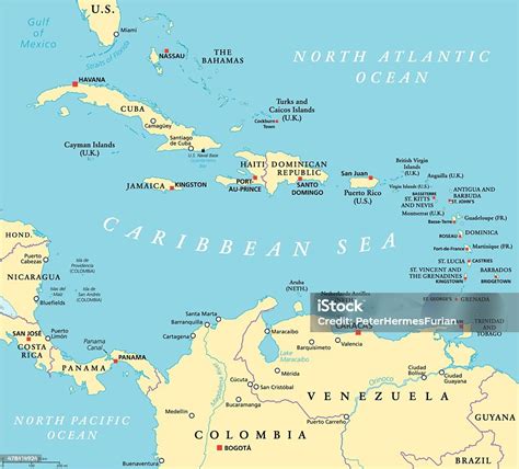 Caribbean Political Map Stock Illustration - Download Image Now - Map, Caribbean, Caribbean Sea ...