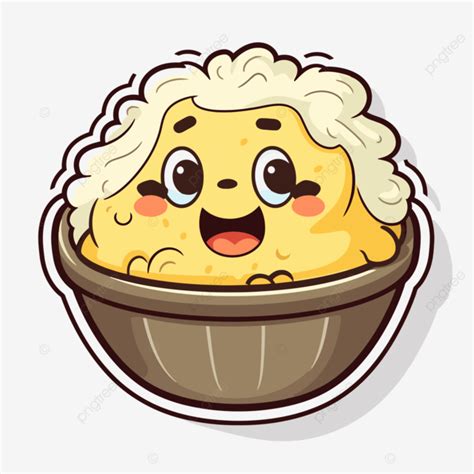 Cute Cartoon Bun With Blonde Hair In A Wooden Bowl Clipart Vector, Sticker Design With Cartoon ...