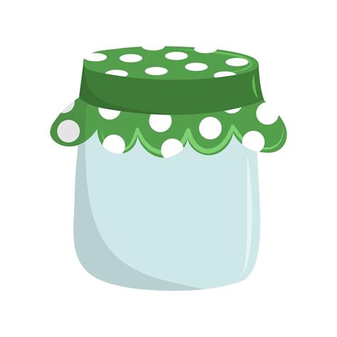 Premium Vector | Glass jar with green fabric lid home canning sour ...