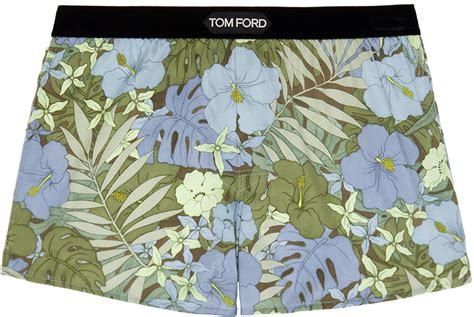 TOM FORD: Blue Floral Boxers | SSENSE Canada